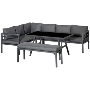 Outsunny 8-seater L-shape aluminium garden dining sofa set