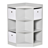 HOMCOM Kids Corner Storage Cabinet with 9 Compartments, Drawers & Anti-Tipping Hardware – Bedroom & Playroom