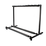 Triple Folding Guitar Rack Stand for 9 Guitars – Neoprene-Protected Tubular Holder, Black