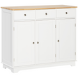 White sideboard with rubberwood top
