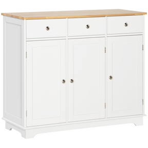 White sideboard with rubberwood top