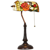 HOMCOM Tiffany-Style Rose and Butterfly Table Lamp – Multi
