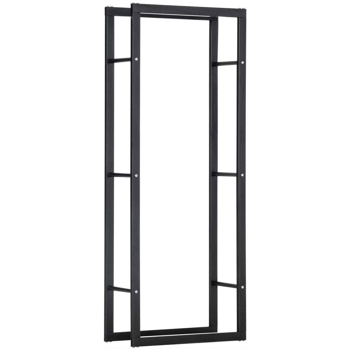 SPORTNOW 150cm Metal Firewood Log Holder Rack with Elevated Design, Balanced Base and Side Rails – Black