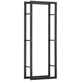 SPORTNOW 150cm Metal Firewood Log Holder Rack with Elevated Design, Balanced Base and Side Rails – Black