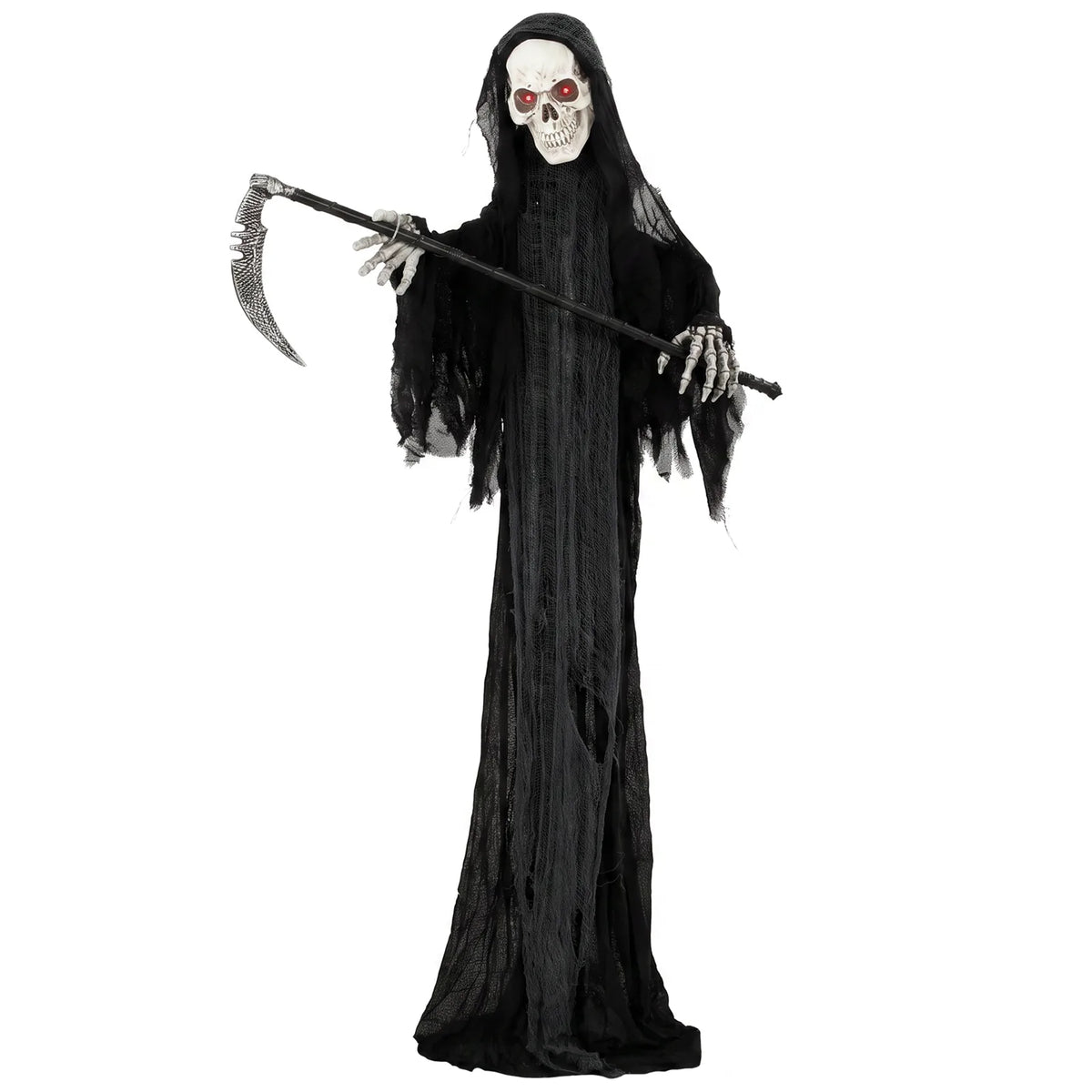 HOMCOM 183cm Life Size Animated Grim Reaper Halloween Decoration