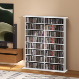 CD & DVD Storage Unit with 16 Compartments & Adjustable Shelves – Slim Media Shelf for 720 CDs, White