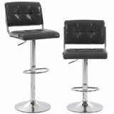 HOMCOM Set of 2 Swivel Bar Stools with Adjustable Height 62–83cm, PU Leather Seats and Backrest, Grey