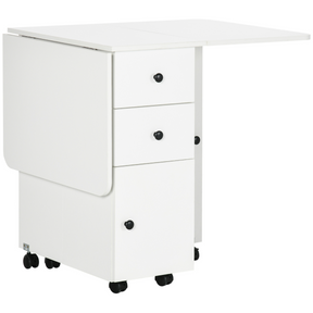White drop leaf table with drawers
