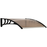 Outsunny Curved Polycarbonate Door Awning with Black Bracket – Rain and UV Protection, Brown