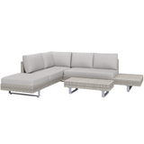 Outsunny 3-Piece Rattan Sofa Set with Tea Table, Side Table & Cushions – PE Wicker Lounge Furniture, Grey
