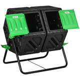 Outsunny 130L Dual Chamber Rotating Compost Bin Tumbler with Ventilation Holes – Garden Composter
