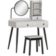 Grey dressing table set with stool