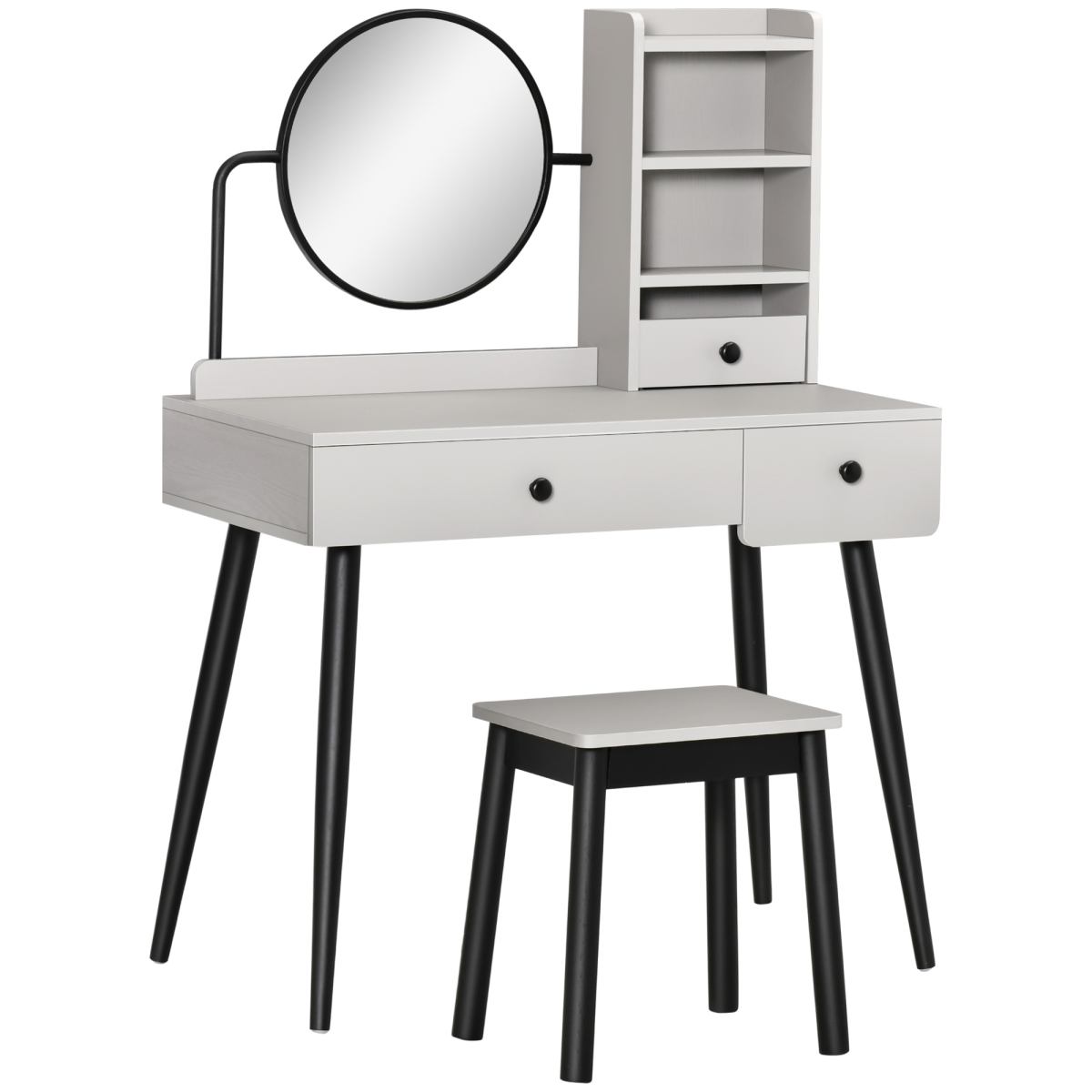Grey dressing table set with stool