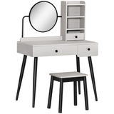 Grey dressing table set with stool