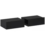 HOMCOM Floating Bedside Tables Set of 2 with Storage Drawer – Wall-Mounted Nightstands, Black