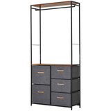 HOMCOM 175 x 83cm Freestanding Coat Rack with Steel Frame, Hanging Rail and Drawers – Black/Brown