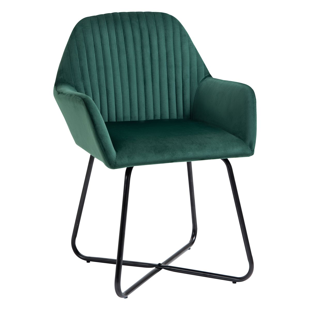 HOMCOM Velvet-Feel Accent Chair with Metal Base, Green