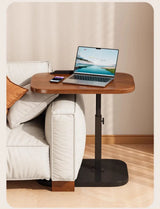 C-Shaped Adjustable Sofa Side Table with Tilting Top – Height 45–80cm Laptop Table, Walnut