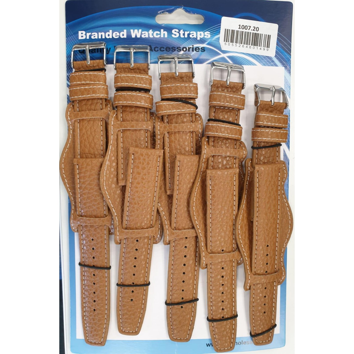 Brown Leather Military Watch Straps, 18mm – Pack of 5