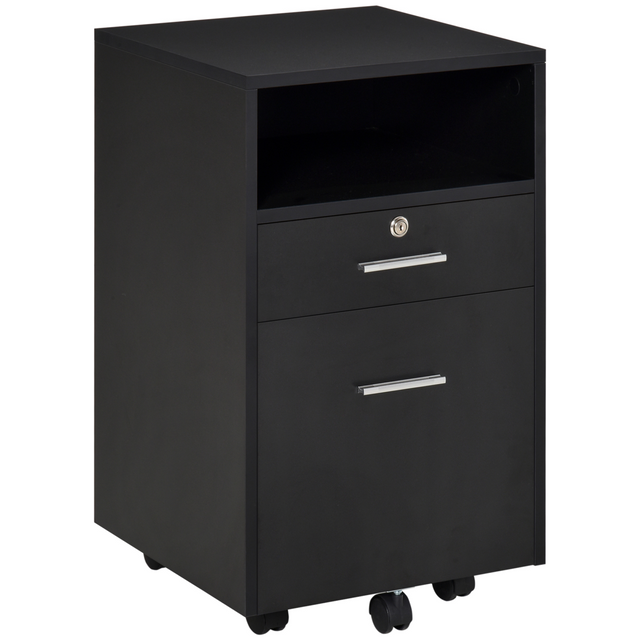 Vinsetto black mobile lockable file cabinet