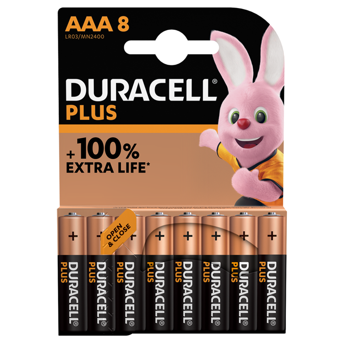 Duracell Plus AAA Alkaline Batteries, Pack of 8 (LR03) – Long-Lasting Power for Remotes, Toys and Clocks