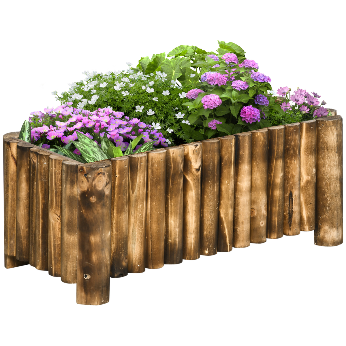 Outsunny Fir Wood Raised Flower Bed, 78 x 35 x 30cm