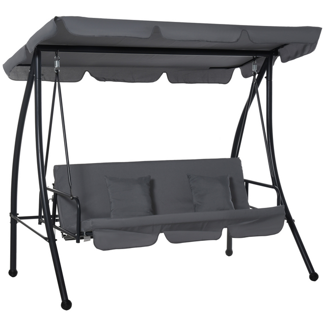 Dark grey 2-in-1 patio swing chair hammock bed