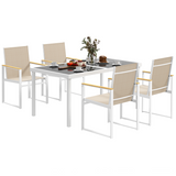Outsunny 5-Piece Outdoor Dining Set with Tempered Glass Table & Chairs – Garden Patio Furniture