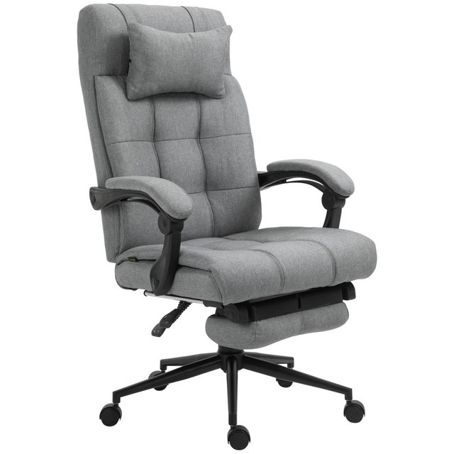 Light grey reclining office chair with footrest