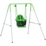 Outsunny Nursery Swing with Safety Seat Belt and Back Support, Powder-Coated Steel – Indoor & Outdoor, Green