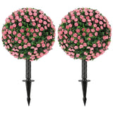 HOMCOM Artificial Rose Topiary UV Resistant, 2-Pack Fake Plants, 55 cm, Pink
