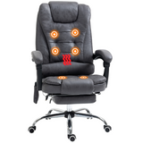 Vinsetto Heated Massage Office Chair with 6 Vibration Points – Reclining Chair with Footrest, Dark Grey