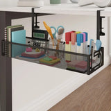 Under Desk Cable Management Tray, 39 x 12 x 7cm Iron Mesh Cord Holder – Office & Home Cable Organiser, Black