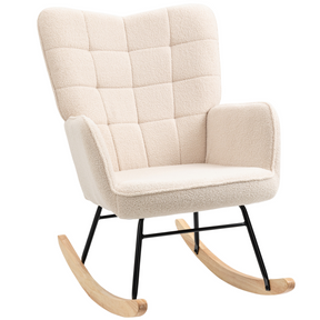 HOMCOM beige wingback nursing rocking chair