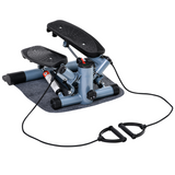 HOMCOM Mini Stepper with Resistance Ropes, LCD Display and Adjustable Tension – Black and Silver Grey