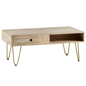 Coffee table with light gold inlay
