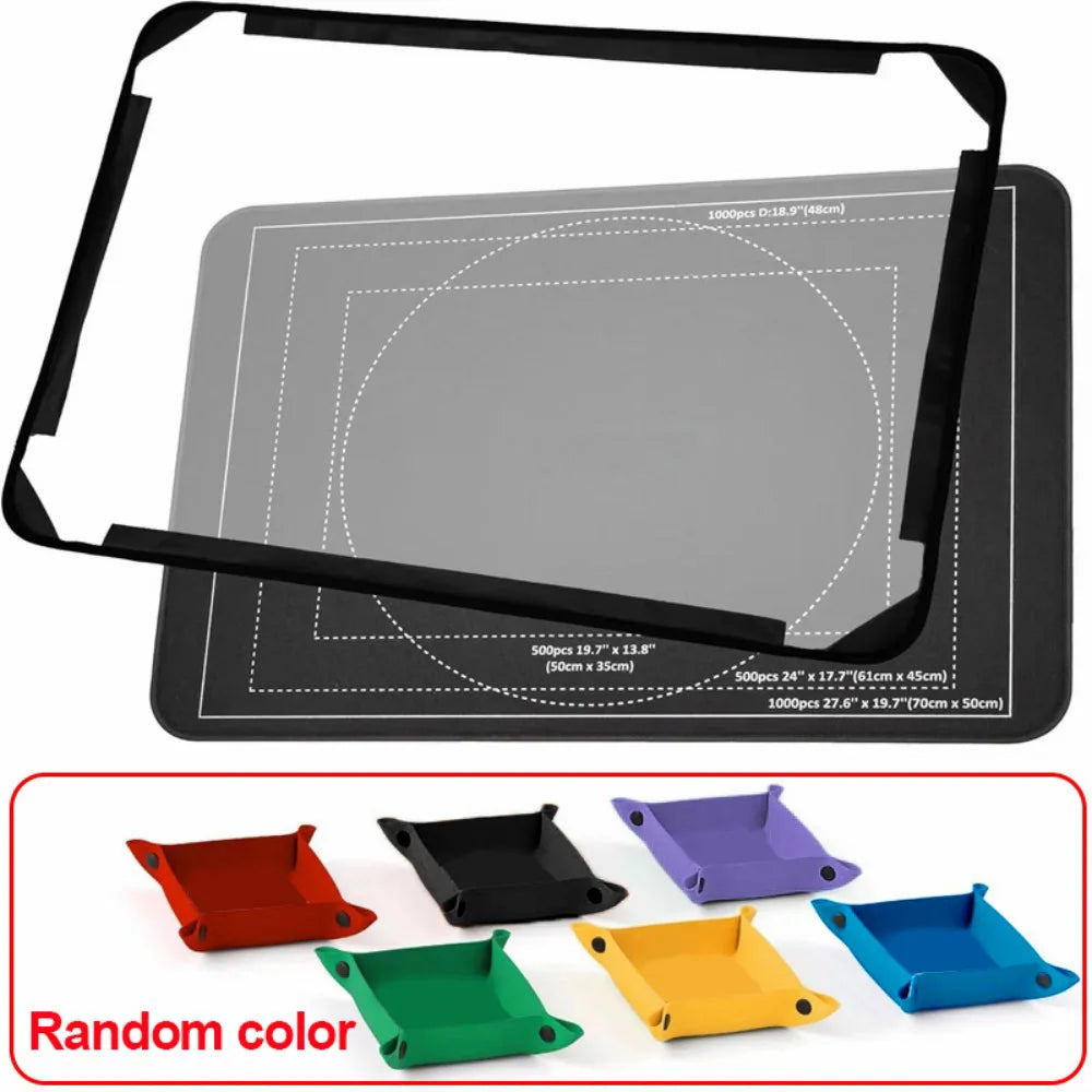 Jigsaw Puzzle Board for 1000 Pieces with 6 Sorting Trays & Dust Cover – Non-Slip Felt Storage Mat, Black