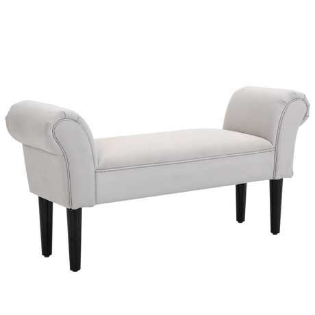 Flannelette end of bed bench with scrolled ends