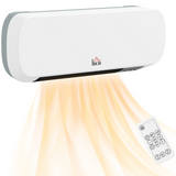 HOMCOM Wall Mounted Electric Heater, 2000W PTC Ceramic with Remote & 12-Hour Timer – White