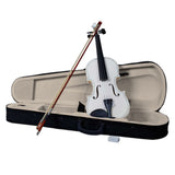 4/4 Full Size Acoustic Violin Set with Case, Bow & Rosin – Basswood Violin Outfit for Adult Learners, White