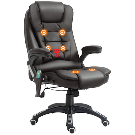 Brown heated massage office chair