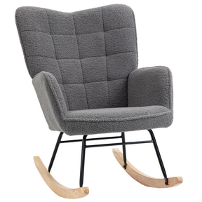 HOMCOM grey wingback nursing rocking chair