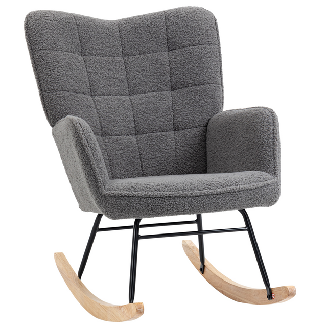 HOMCOM grey wingback nursing rocking chair