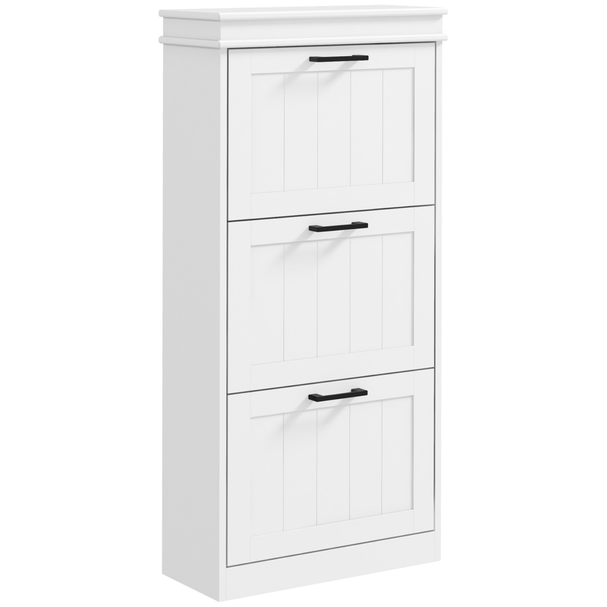 HOMCOM white 3 flip drawer shoe cabinet