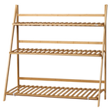 Outsunny 3-Tier Folding Bamboo Plant Stand with Slatted Shelves – Indoor & Outdoor Display Rack