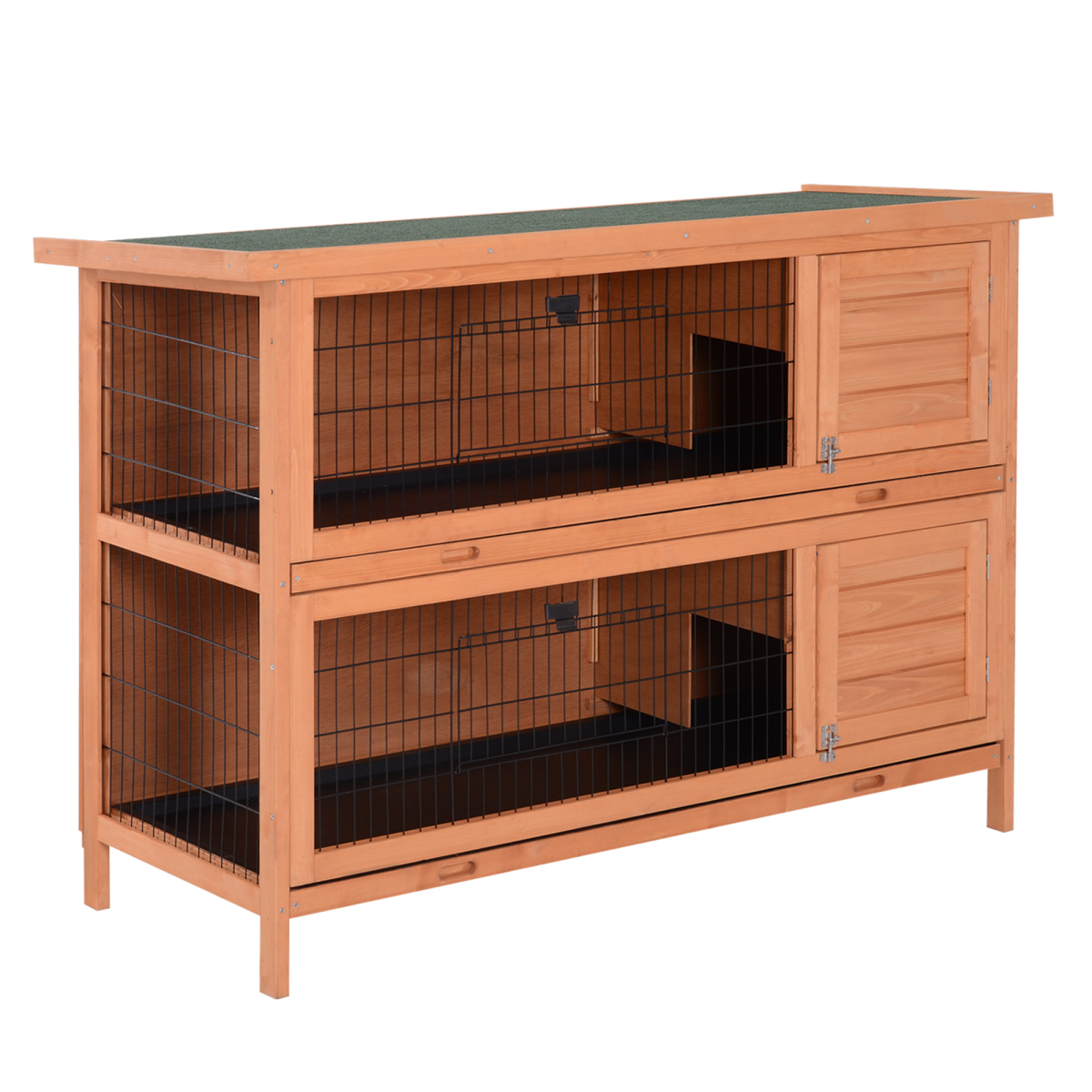 Pawhut Two-Tier Rabbit Hutch with Removable Trays and Divider – Outdoor Guinea Pig Cage, Orange