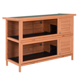 Pawhut Two-Tier Rabbit Hutch with Removable Trays and Divider – Outdoor Guinea Pig Cage, Orange