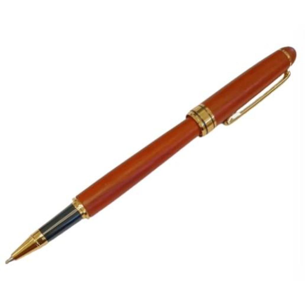 Imperial Handcrafted Natural Wood Ball Pen with Gold Trim & Fine Nib – Elegant Gift Pen, Matt Brown