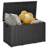 Outsunny 366 Litre Rolling Outdoor Garden Storage Box with Hydraulic Lid – Weather-Resistant Plastic Container, Black