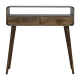 Artisan Furniture Solid Wood Curved Console Table with 2 Drawers & Open Storage – Grey-wash, Grey and Brown